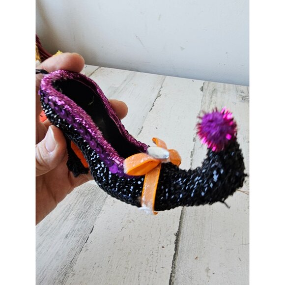 pier 1 Sequin witch shoe stiletto ornament‎ Halloween glitter sequin Xmas tree - Picture 4 of 7